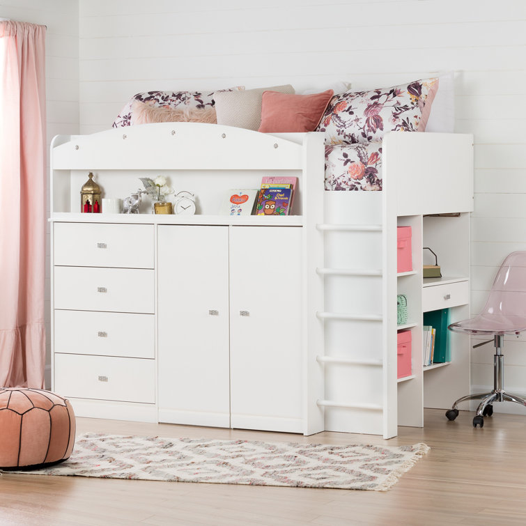 South Shore Tiara Twin 4 Drawer Loft Bed with BuiltinDesk by South